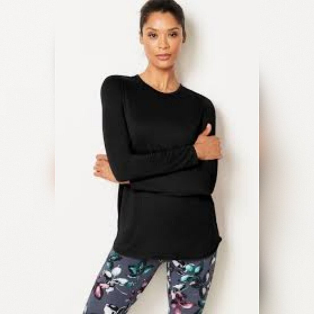 J. Jill Fit Performance Long-Sleeve Tee Black Women's Size XS